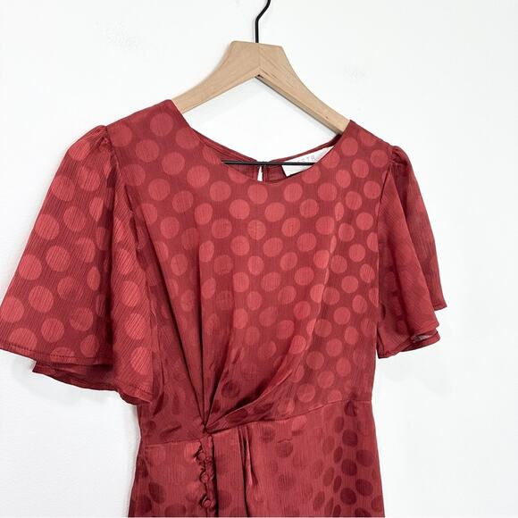 Astr The Label Ebony Dress Midi Flutter Sleeve size XS Polka Dot - Picture 4 of 8